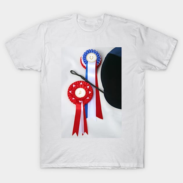 Horse Riding Hat & Winners Rosettes T-Shirt by Furtographic